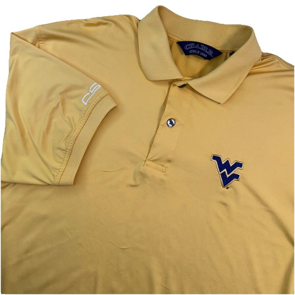Crable Sportswear West Virginia‎ Mountaineers Navy Blue Polo Shirt Large Mens